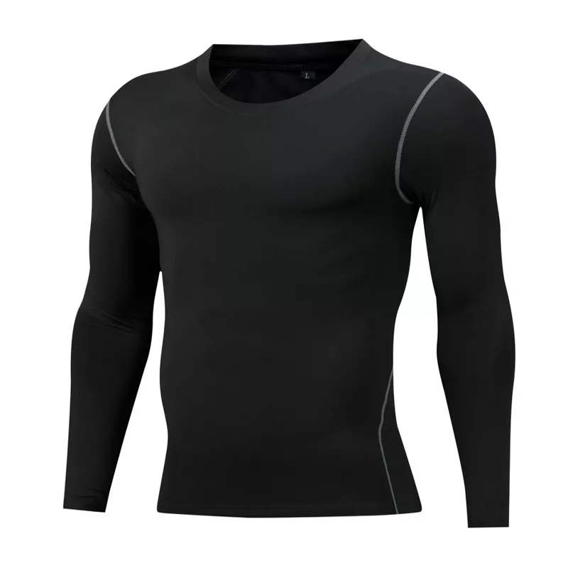 Men's Long Sleeve Compression Shirt Quick Dry Athletic Baselayer - High Elastic Sports Training Top for Basketball, Soccer & Running