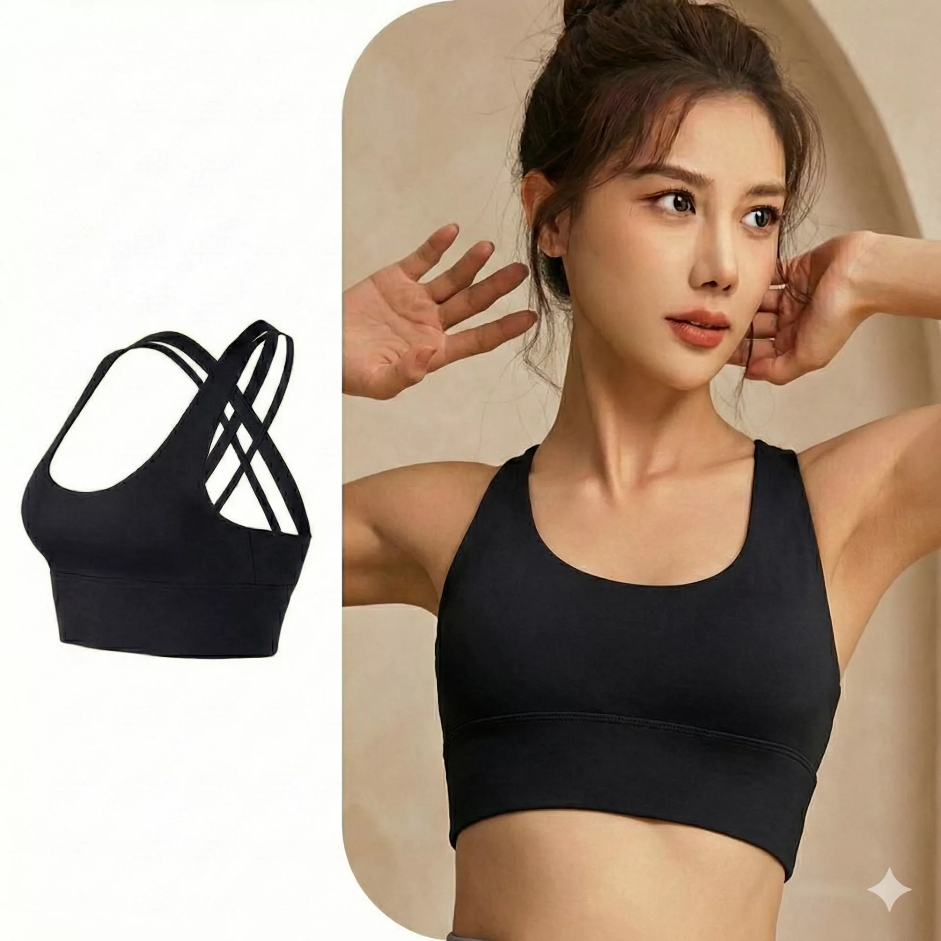 SMBSports High-Impact Shockproof Sports Bra with 4-Row Back Closure & Removable Pads