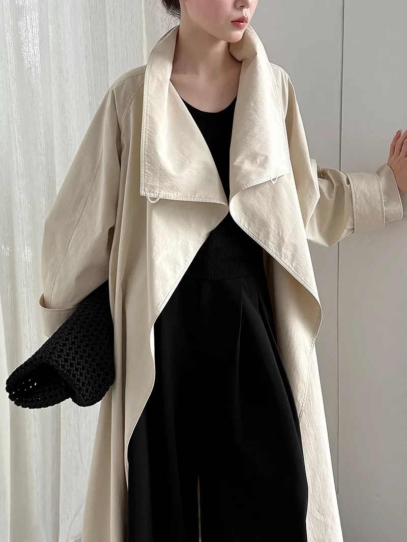 SMBSports Retro British Style Women's Mid-Length Trench Coat - Loose Autumn Overcoat